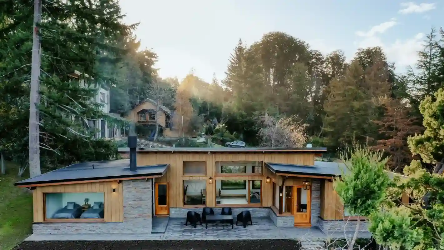 Aerial view from the front of the house